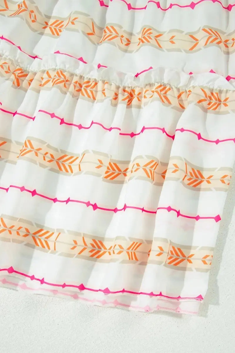 Printed Ruffled Notched Loose Dress for Effortless Style - Love Salve